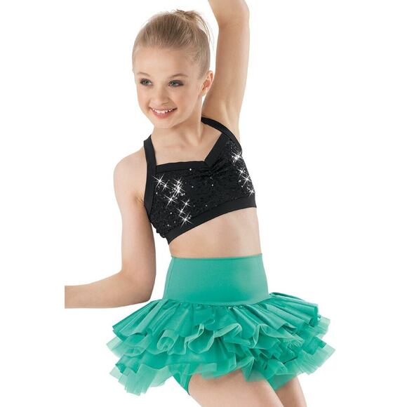 Dance Skirt Balera S7824 Teal Large Child Jazz Tap Lycra Latin Musical Theater - Picture 1 of 2